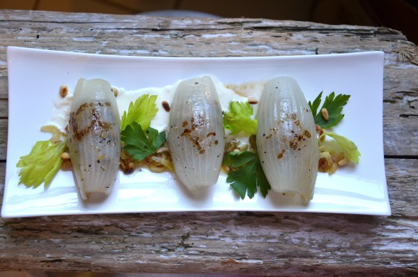 Tarragon Beef Onion Wrap with Shallot Vinaigrette and Horseradish Creme