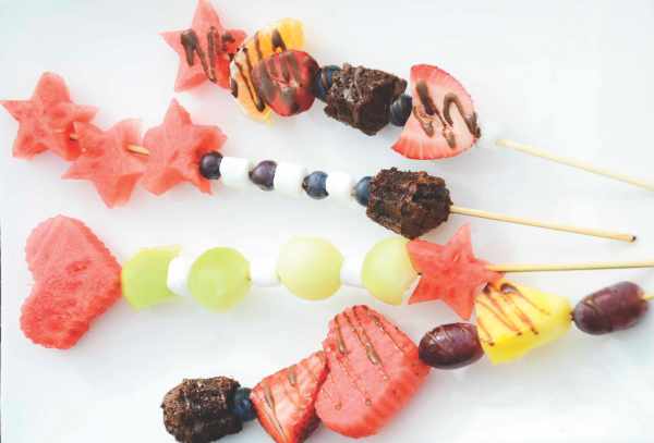 Healthy Fruit Kabobs with a little Chocolate Treat