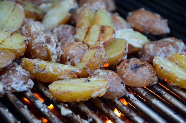 Parboil your potatoes and let them soak up the marinade while still warm